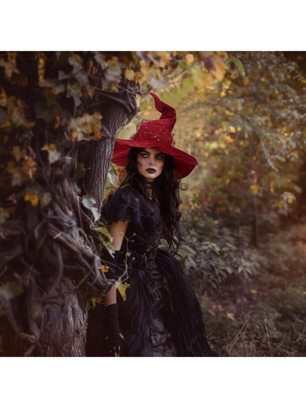 Women's Wine Mesh Halloween Wizard Witch Hat Cosplay Costume Accessory For Party - Picture 7 of 7
